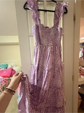 crown & ivy Lavender Tiered Floral Midi Dress